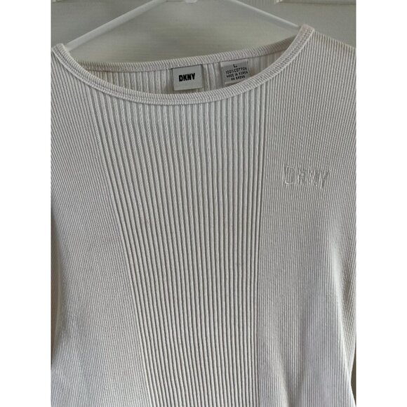 Vintage 1980's Girl's DKNY Long Sleeve White Ribbed Blouse Large NWOT DKNY Logo - Picture 2 of 6